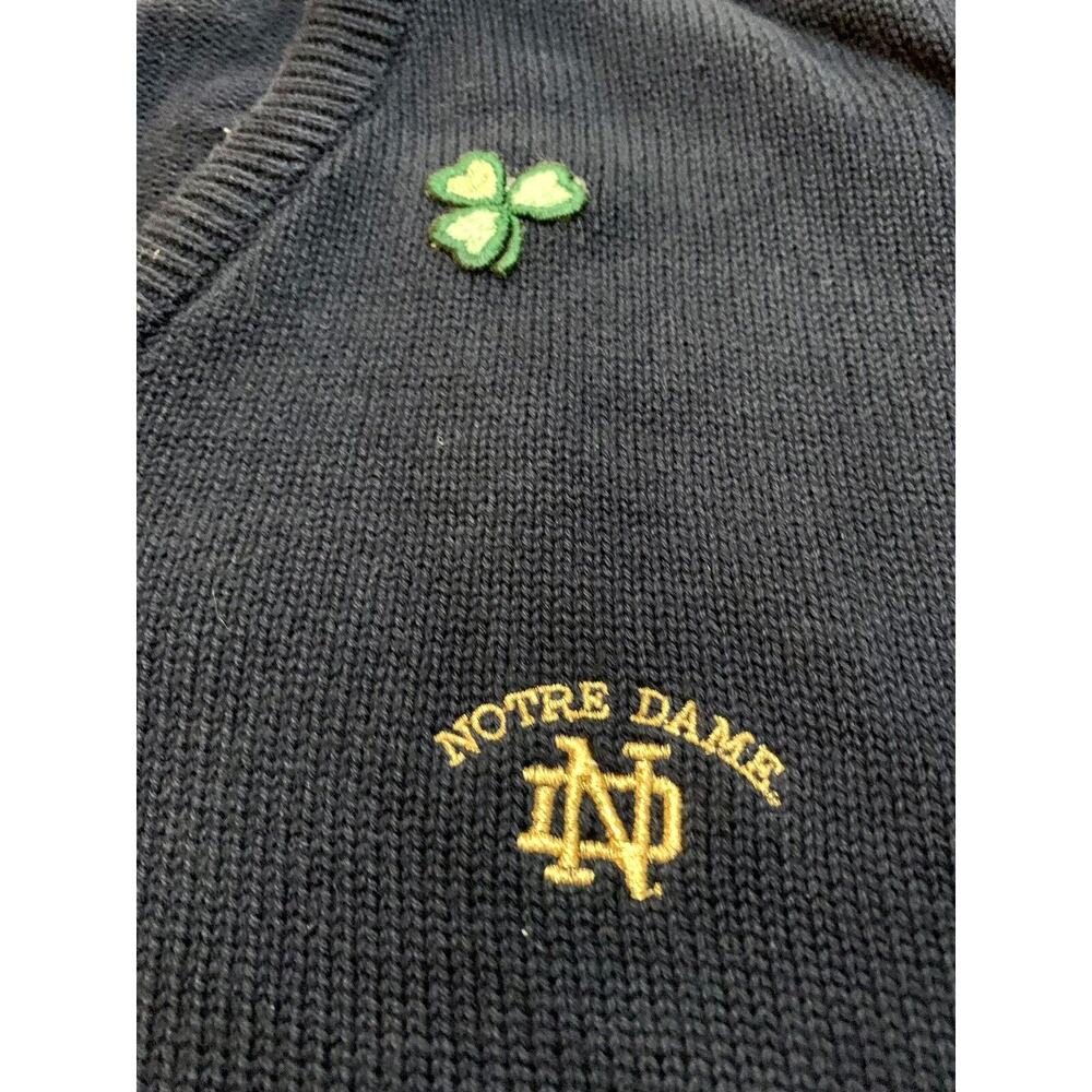 Vtg La Mode University Of Notre Dame Fighting Irish Champion V-Neck Sweater L - Picture 4 of 10
